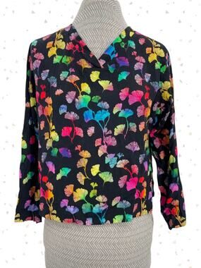 Svaha Rainbow Ginko 3/4 Sleeve Tee Science Botany Top STEM Teacher Office Size S